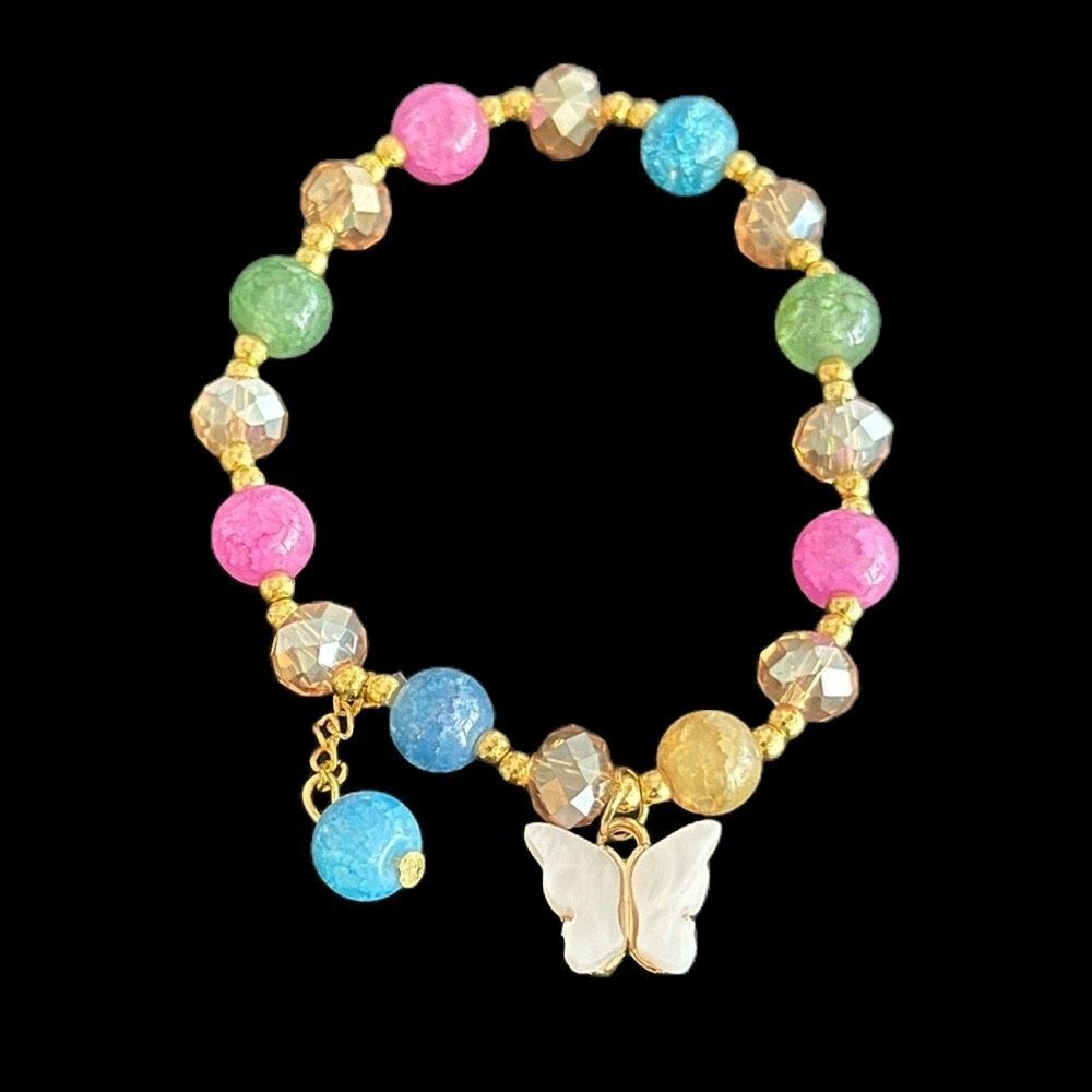 Papillon Butterfly Charm Bracelet – Jewel Tone Beaded, Transformation Gift
